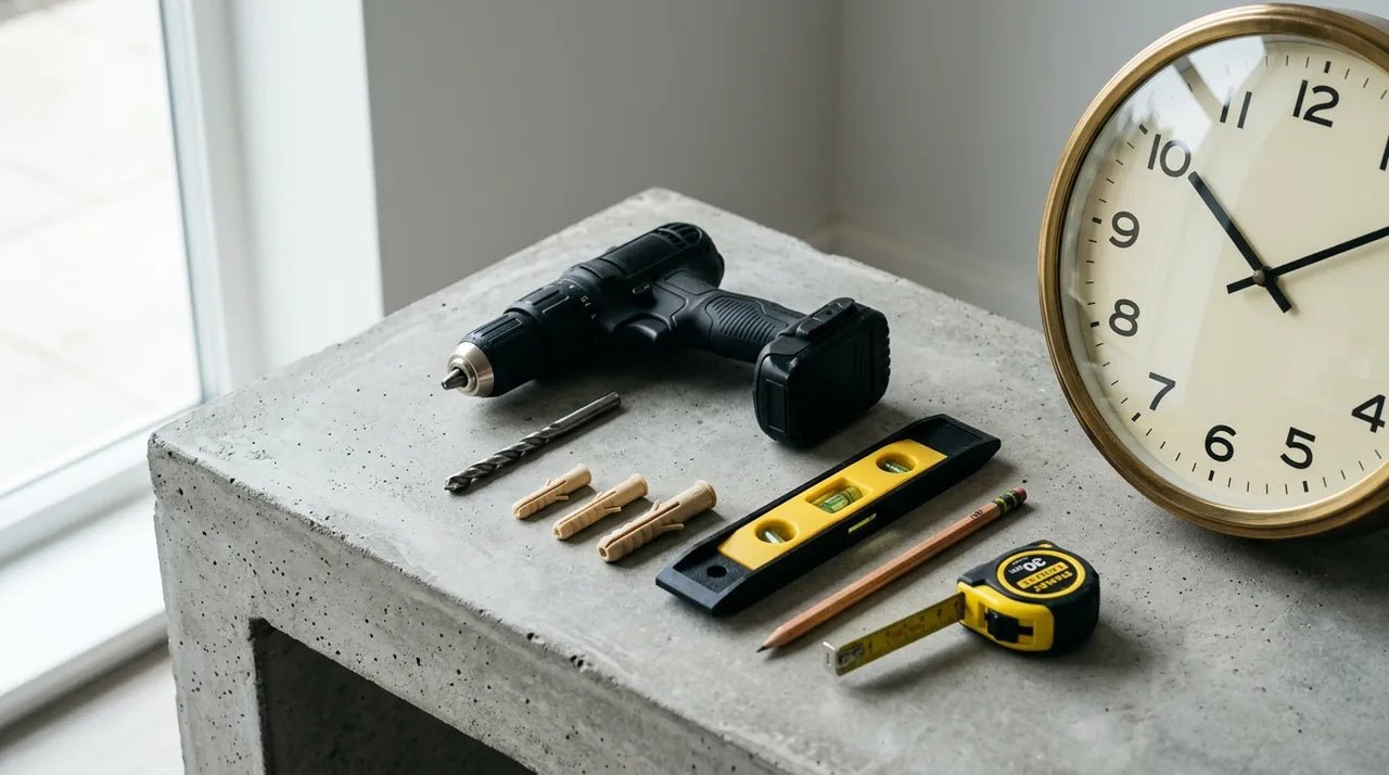 Fixer une horloge sur carrelage ou béton : 4 méthodes sûres - L'Horloge Murale