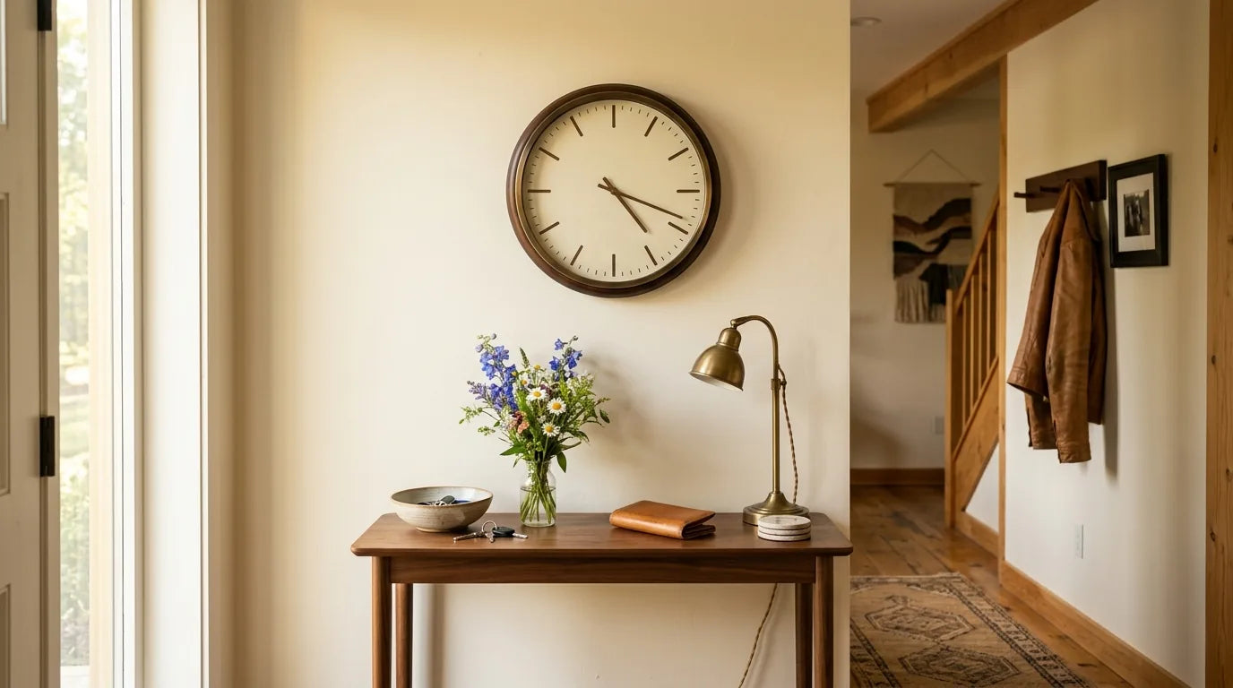 Horloge dans une entrée accueillante premier objet vu par les visiteurs déco soignée