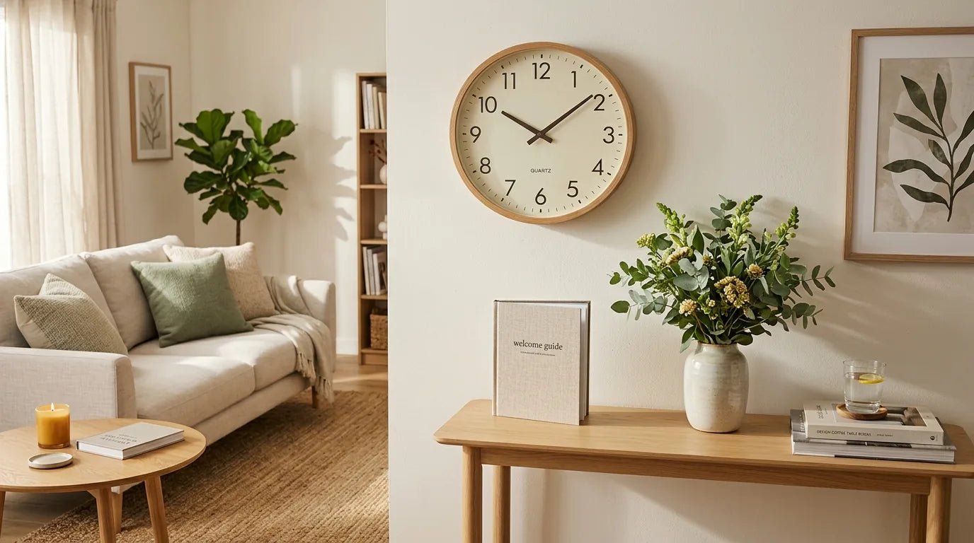 Horloge pour Airbnb : 5 critères et 4 modèles durables - L'Horloge Murale