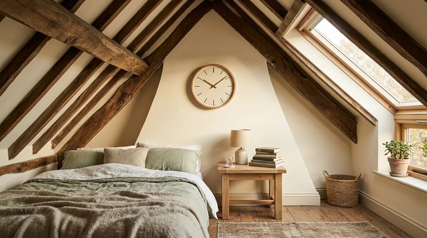 Horloge sous combles ou mansardée : 4 idées mur incliné - L'Horloge Murale
