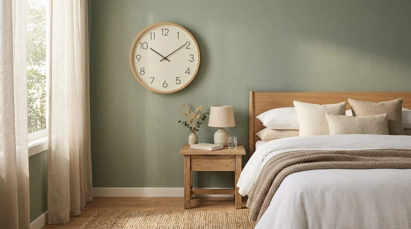 Horloge murale silencieuse dans une chambre apaisante et cosy comparatif 2026