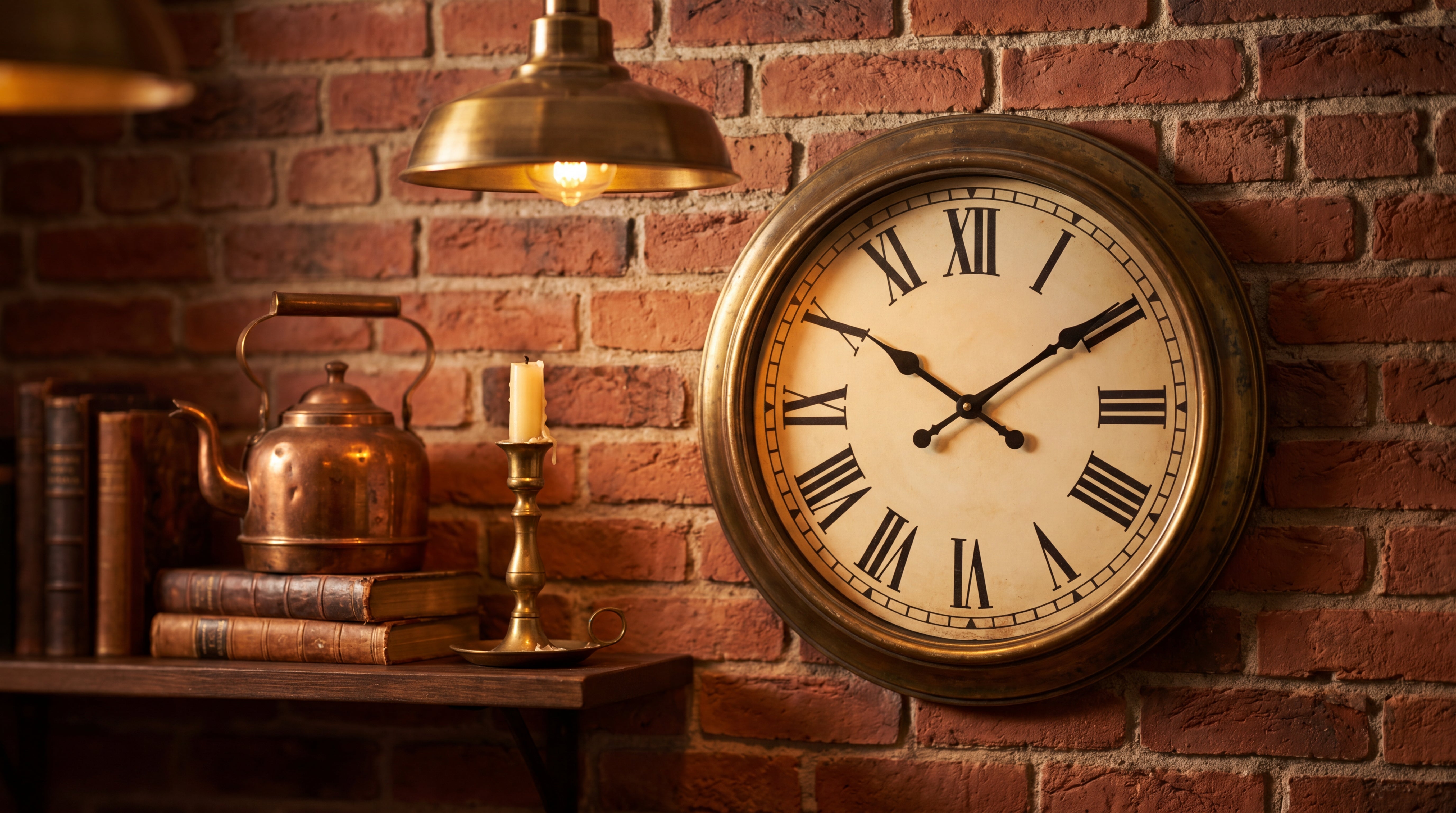 Horloge murale vintage à chiffres romains au-dessus d'une cheminée en pierre dans un salon parisien haussmannien