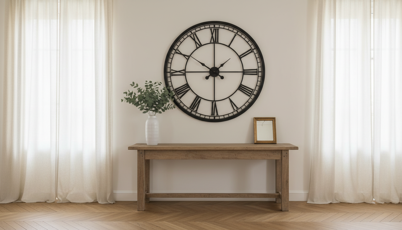 Horloge murale originale grande XXL chiffres romains 70 cm pièce maîtresse salle à manger style hôtel particulier
