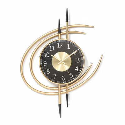 Horloge murale Aurore noir et or arcs dorés pour accompagner un miroir à cadre doré