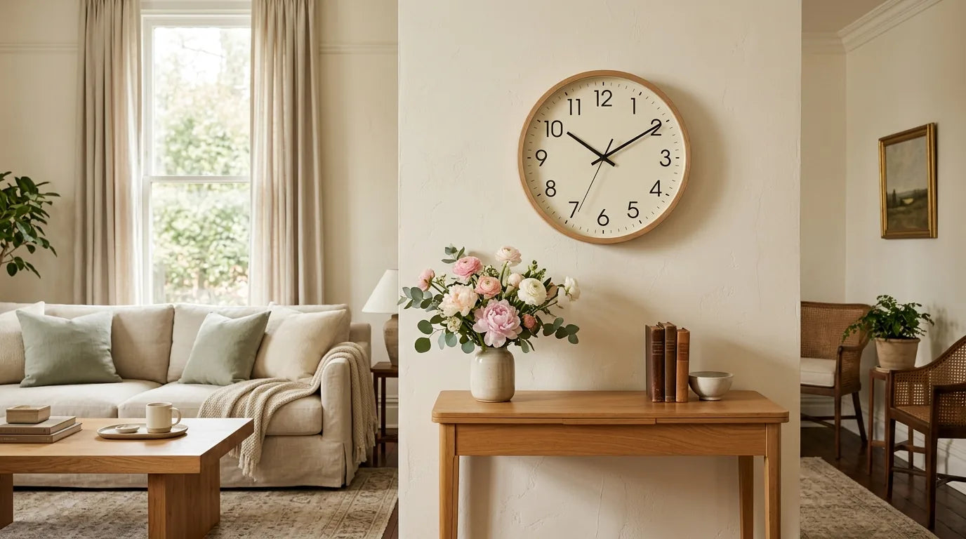 Horloge au style intemporel durable 10 ans dans un salon classique
