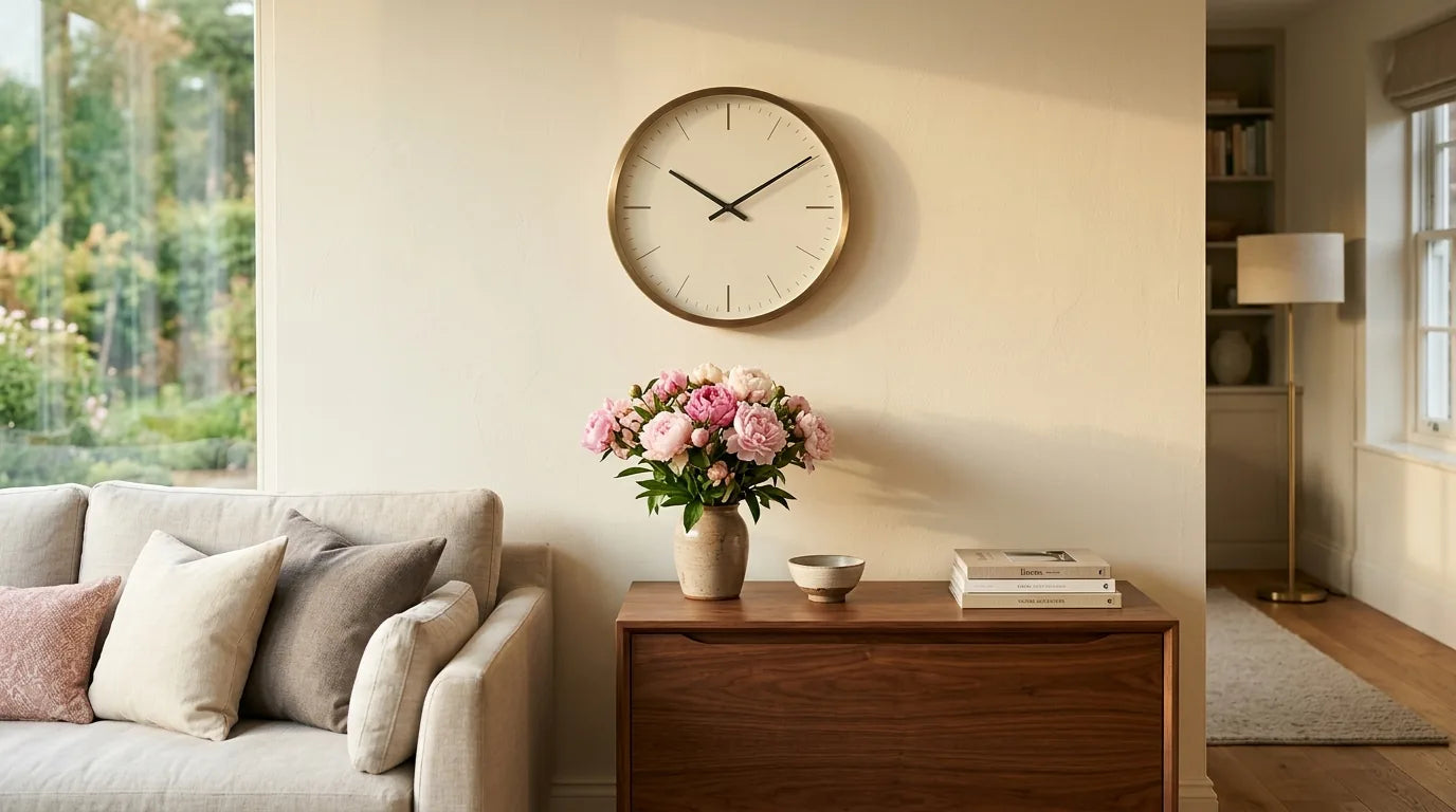 Horloge bien choisie et installée dans un salon satisfaction d'un achat raisonné