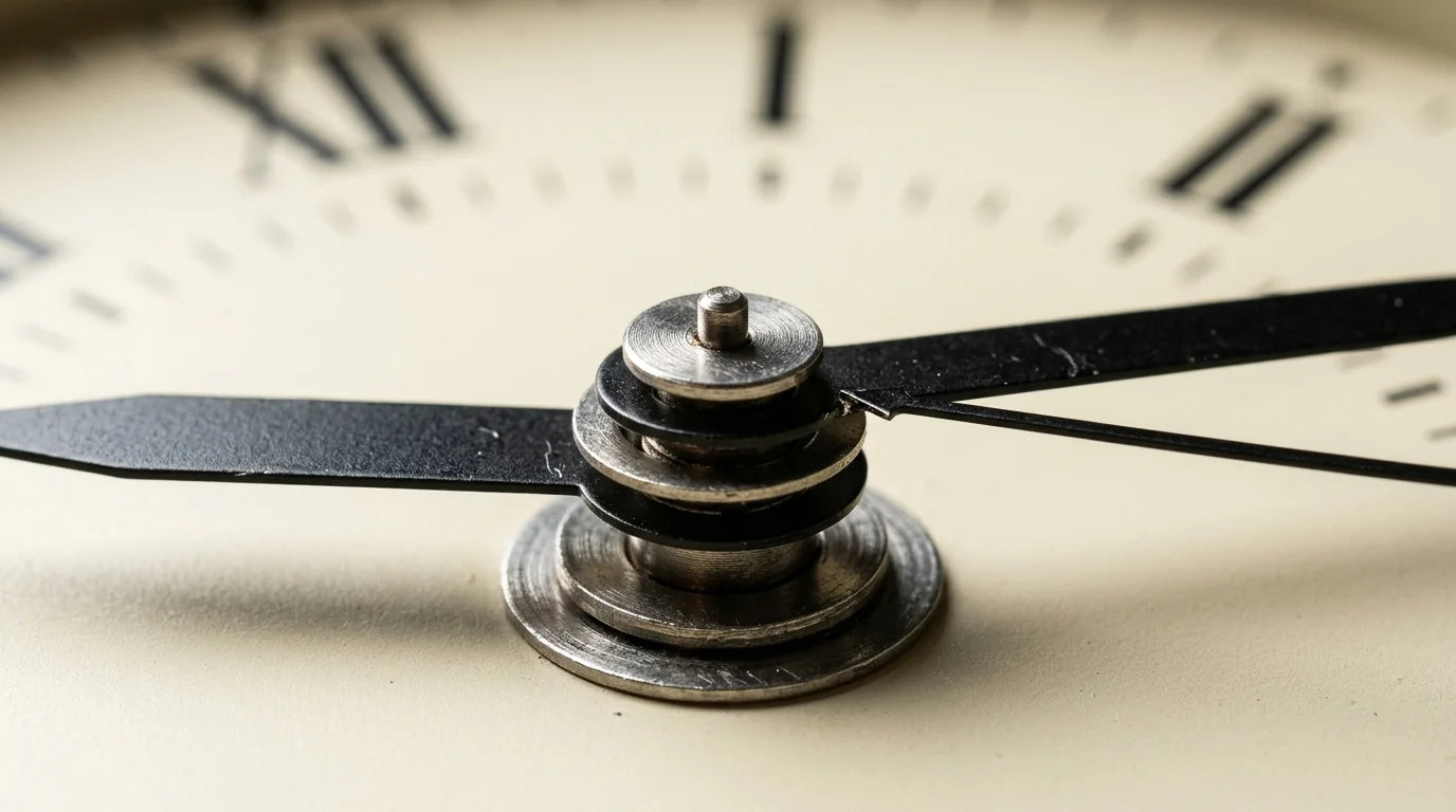 Aiguilles d'horloge murale qui se touchent et frottent provoquant un blocage