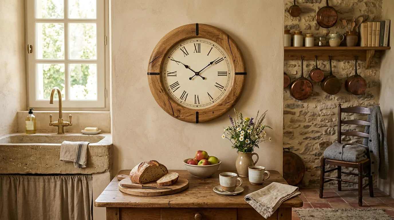Bois Germain horloge rustique 29 euros dans cuisine campagne chaleureuse cadeau mère