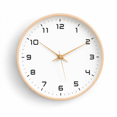 Horloge murale scandinave Stockholm bois massif clair grain naturel deux tailles trois teintes