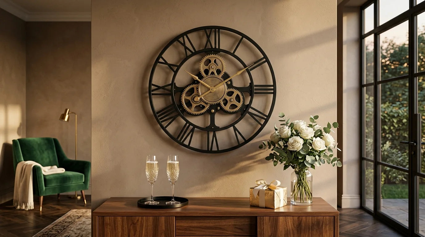 Grande horloge murale Manhattan offerte comme cadeau marquant par un témoin