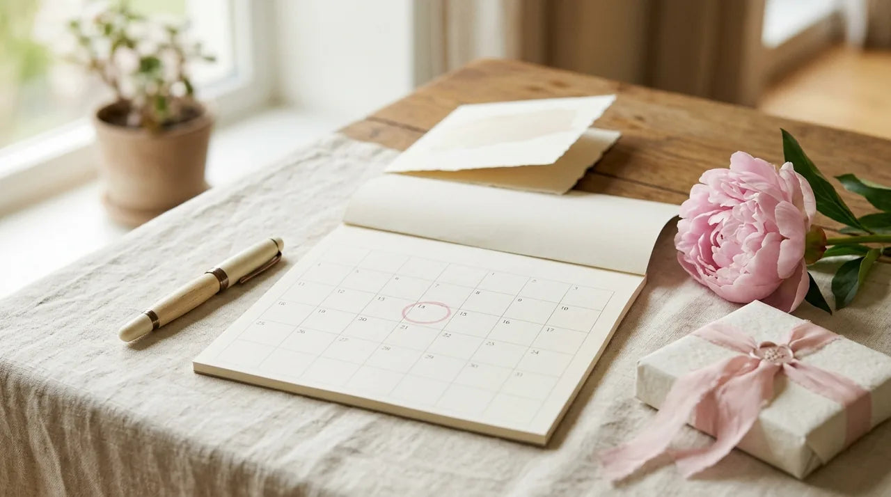 Calendrier marquant une date de naissance prévue avec préparatifs cadeau baby shower