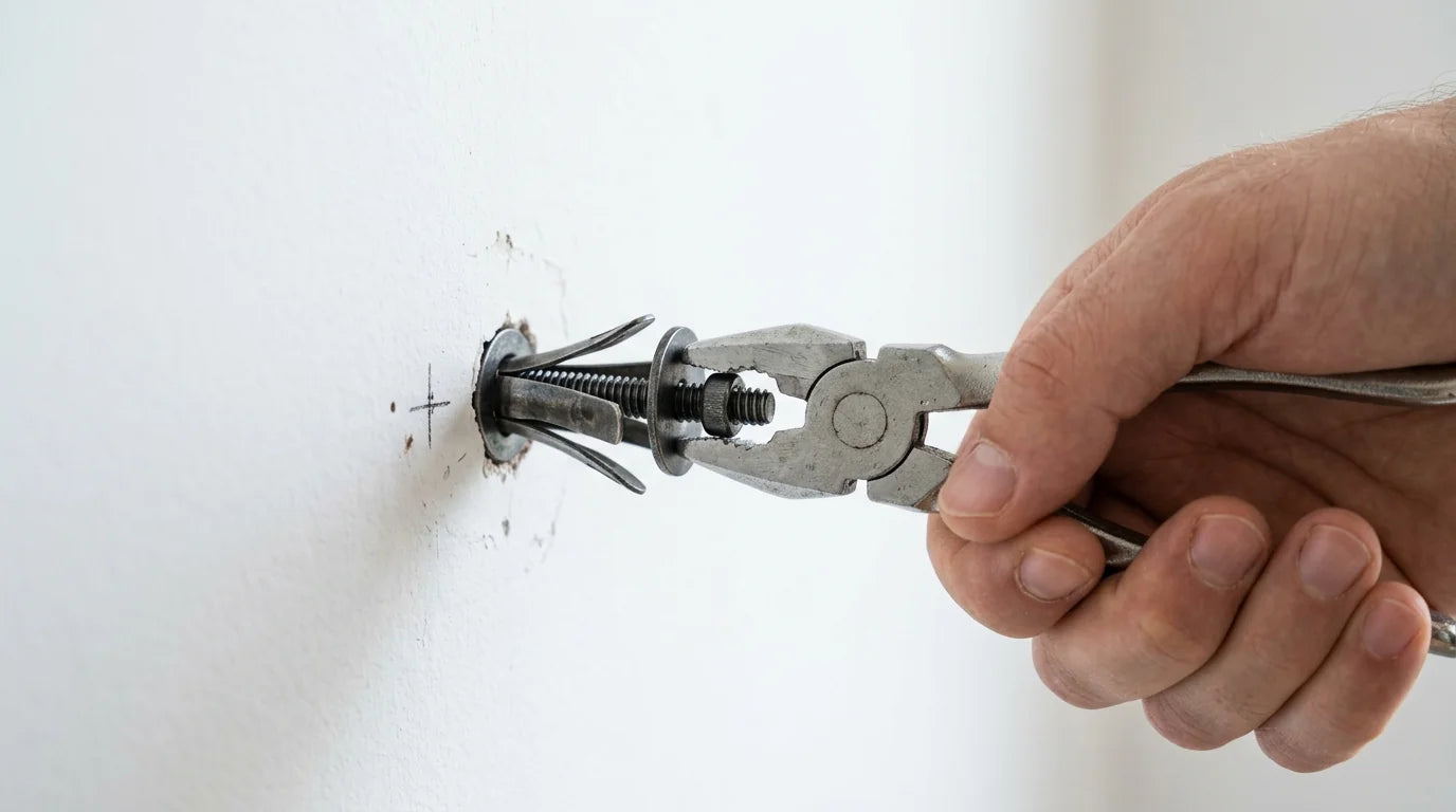 Installation cheville Molly dans un mur en placo pour fixer une horloge lourde
