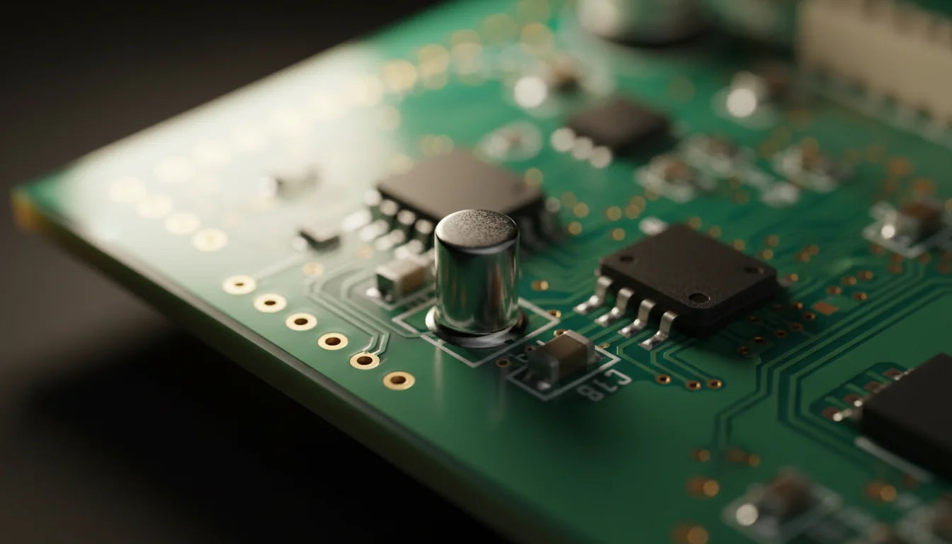 Macro cristal de quartz horloge oscillateur électronique sur circuit imprimé
