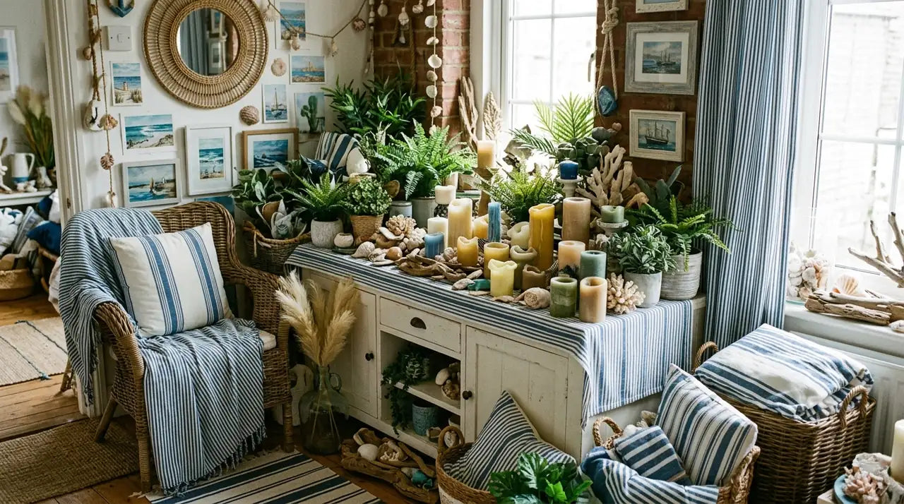 Exemple de déco d'été ratée avec trop de bougies parfumées partout dans le salon