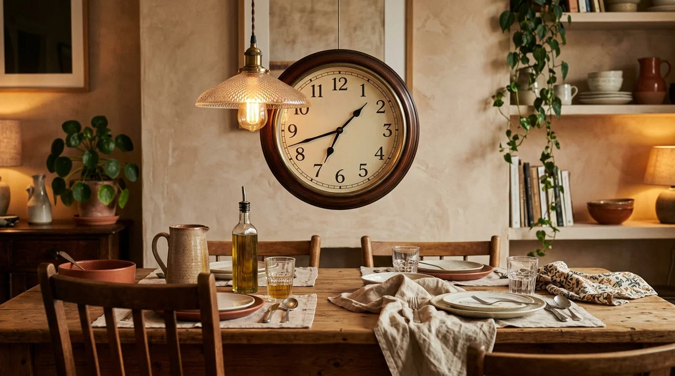 Erreur de placement avec une horloge directement au-dessus de la table à manger