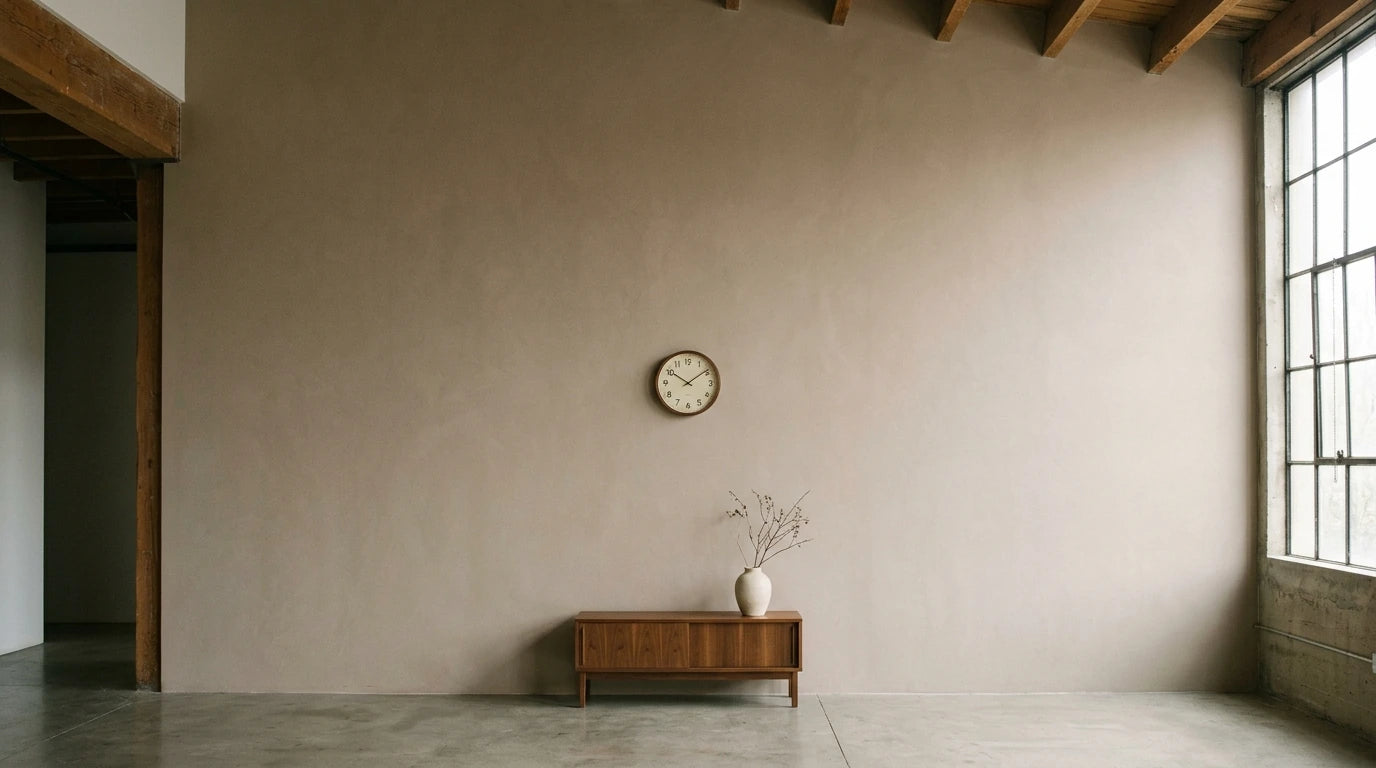 Erreur de dimension avec une petite horloge perdue sur un grand mur de loft