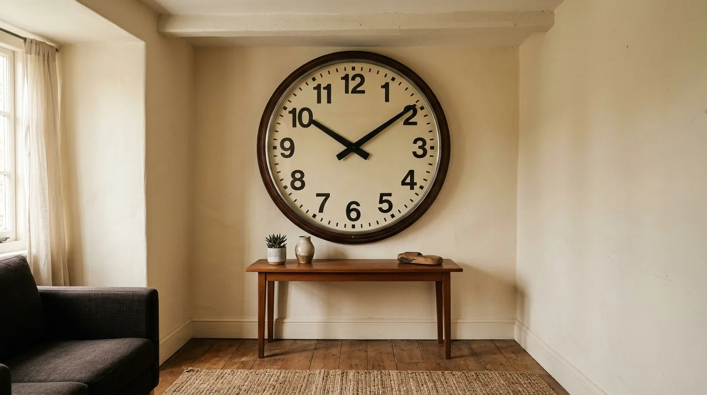 Erreur d'horloge XXL dans une pièce trop petite écrasant le volume disproportion