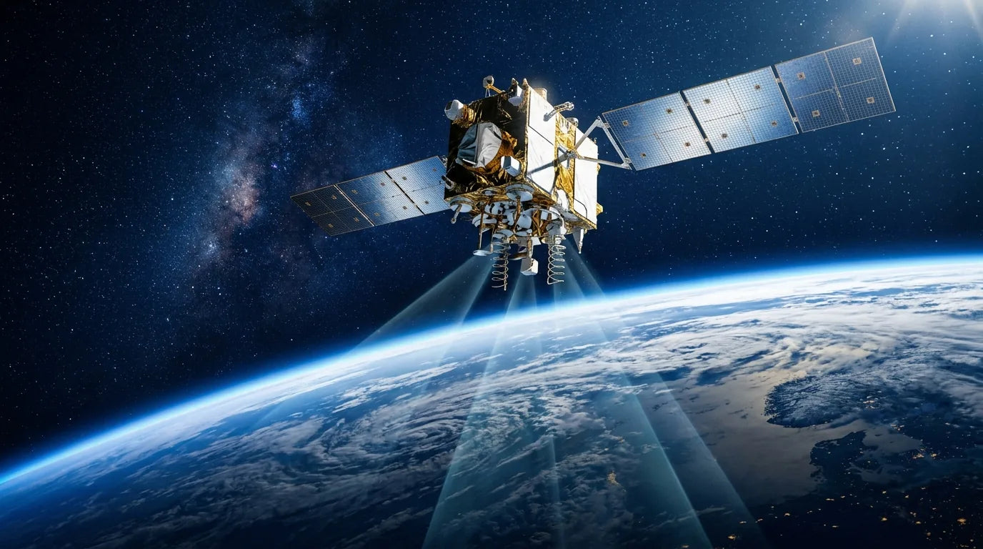 GPS satellite avec horloge atomique précision navigation en orbite autour de la Terre