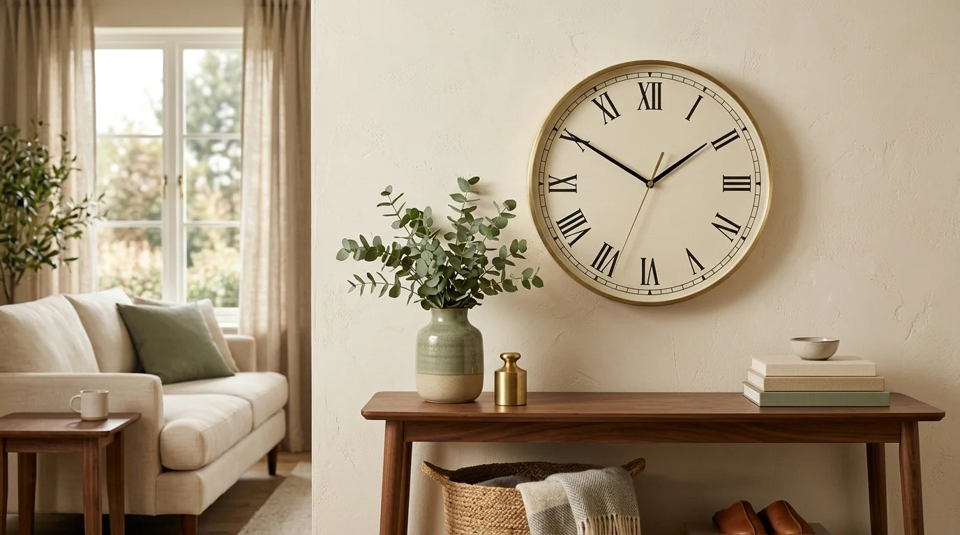 Horloge classique à 12 heures dans un intérieur moderne perpétuant la tradition