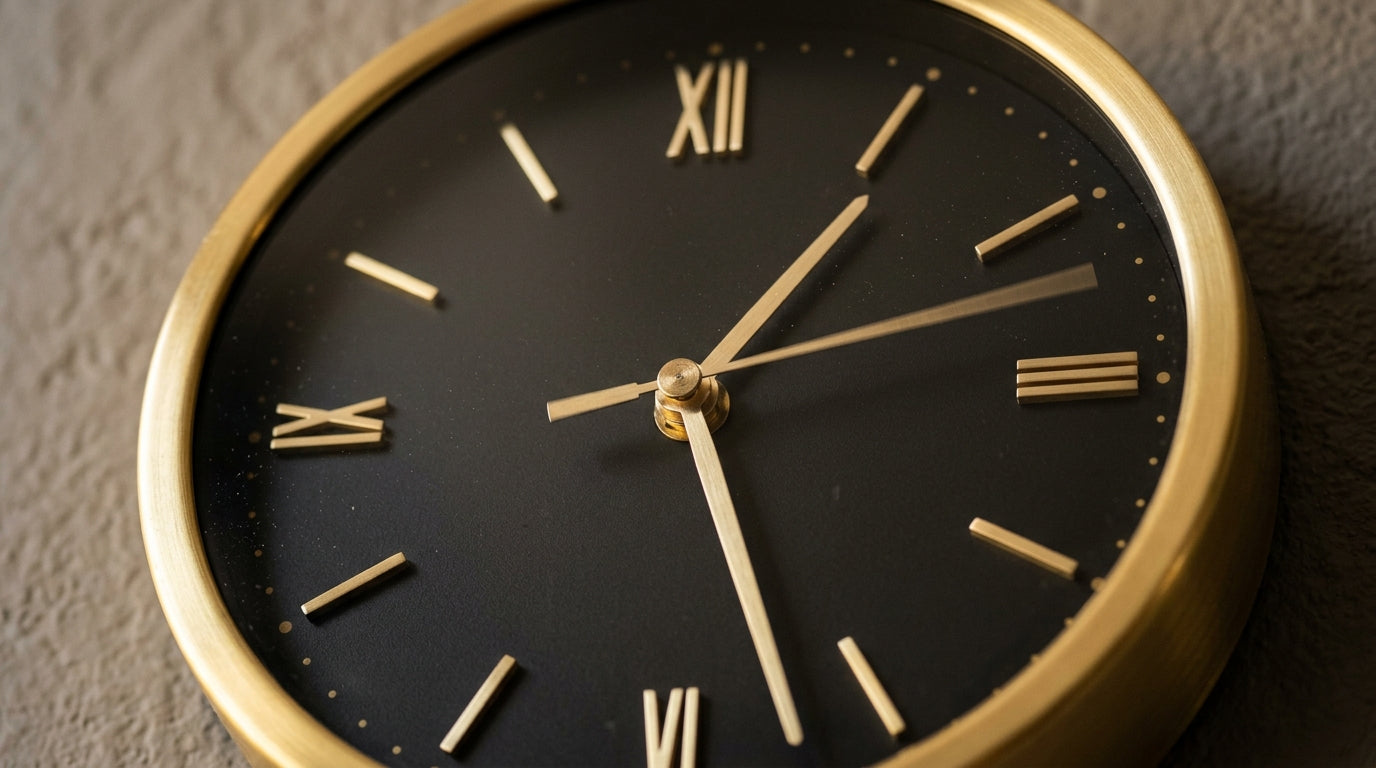 Aiguilles d'horloge murale qui peinent et hésitent signe d'une pile faible à changer