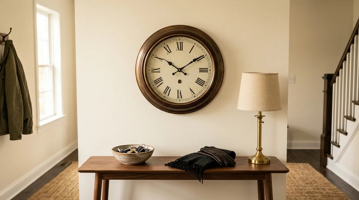 Horloge Augustus sur le mur faisant face à la porte d'entrée premier regard visiteur