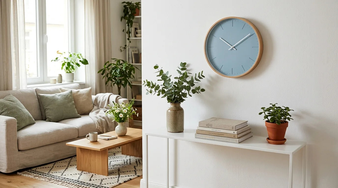 Horloge Bergen 39€ dans un salon intemporel scandinave durable bon investissement