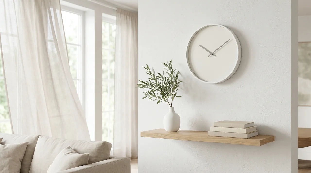 Horloge Bergen Blanc symbolisant la pureté lumineuse du style scandinave minimaliste