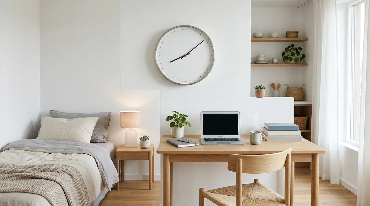 Horloge murale Copenhagen dans un studio étudiant comme cadeau de diplôme
