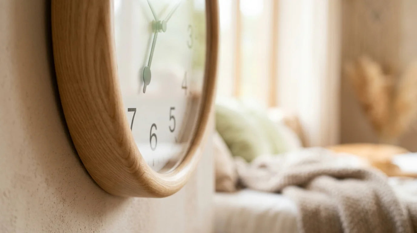 Horloge murale au cadre arrondi sans angles vifs adaptée à une chambre d'enfant