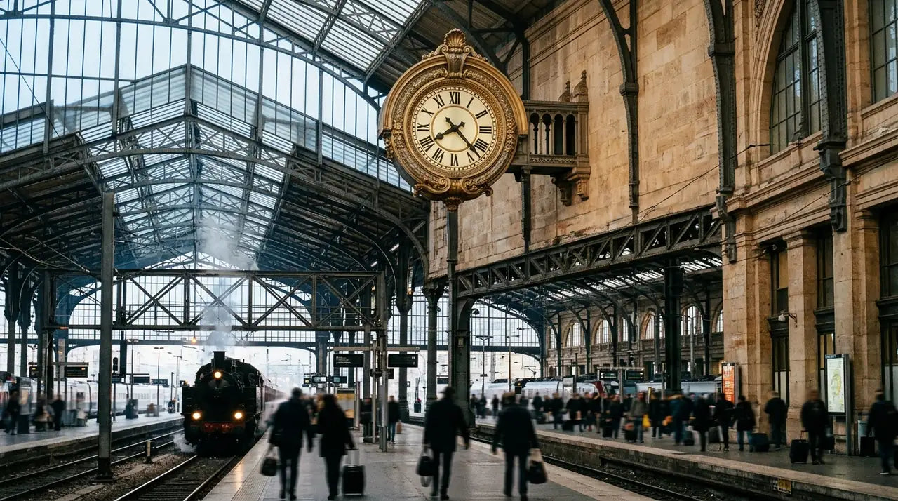 Horloge de gare style Belle Époque architecture monumentale patrimoine ferroviaire