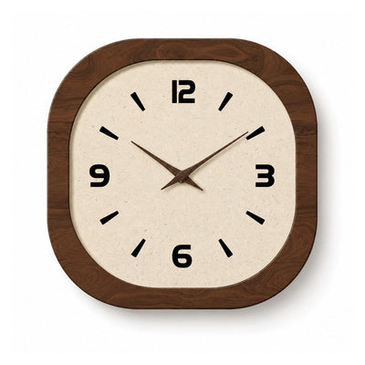Horloge murale Honfleur cadre carré en bois cadran crème trois formats