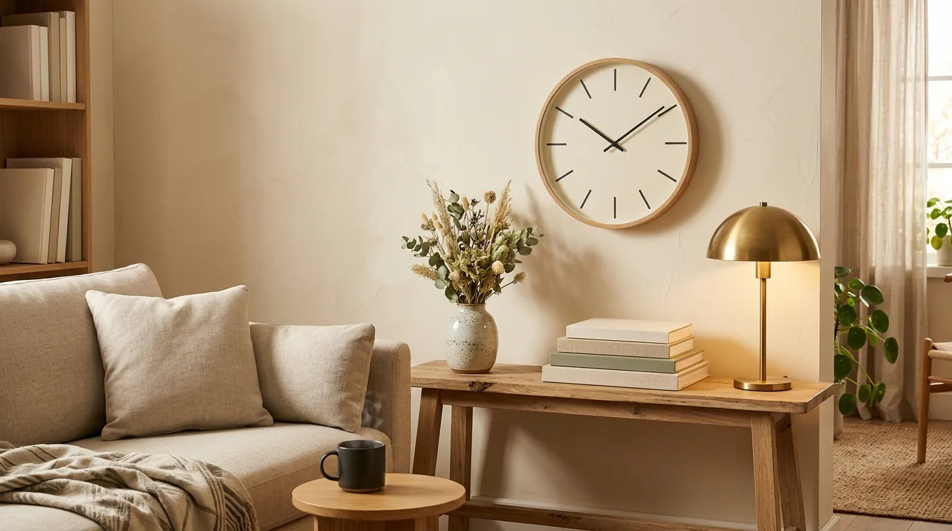 Horloge murale affichant l'heure locale comme repère ancré dans une maison