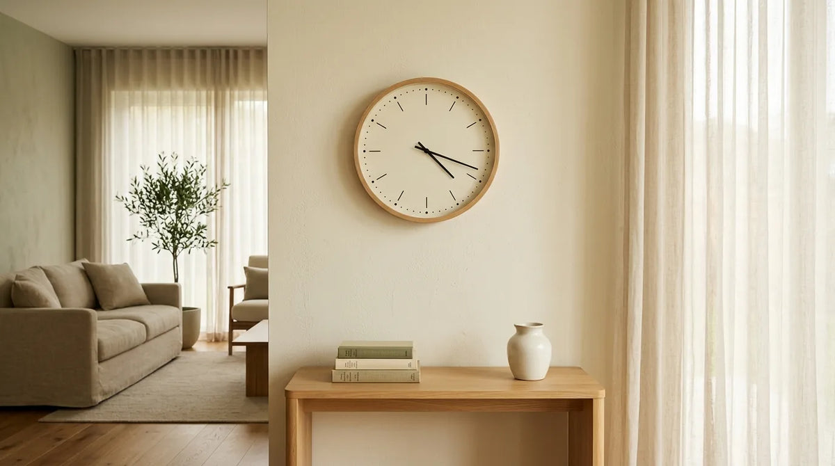 Horloge murale silencieuse dans une maison vide pendant les vacances continuant son cycle