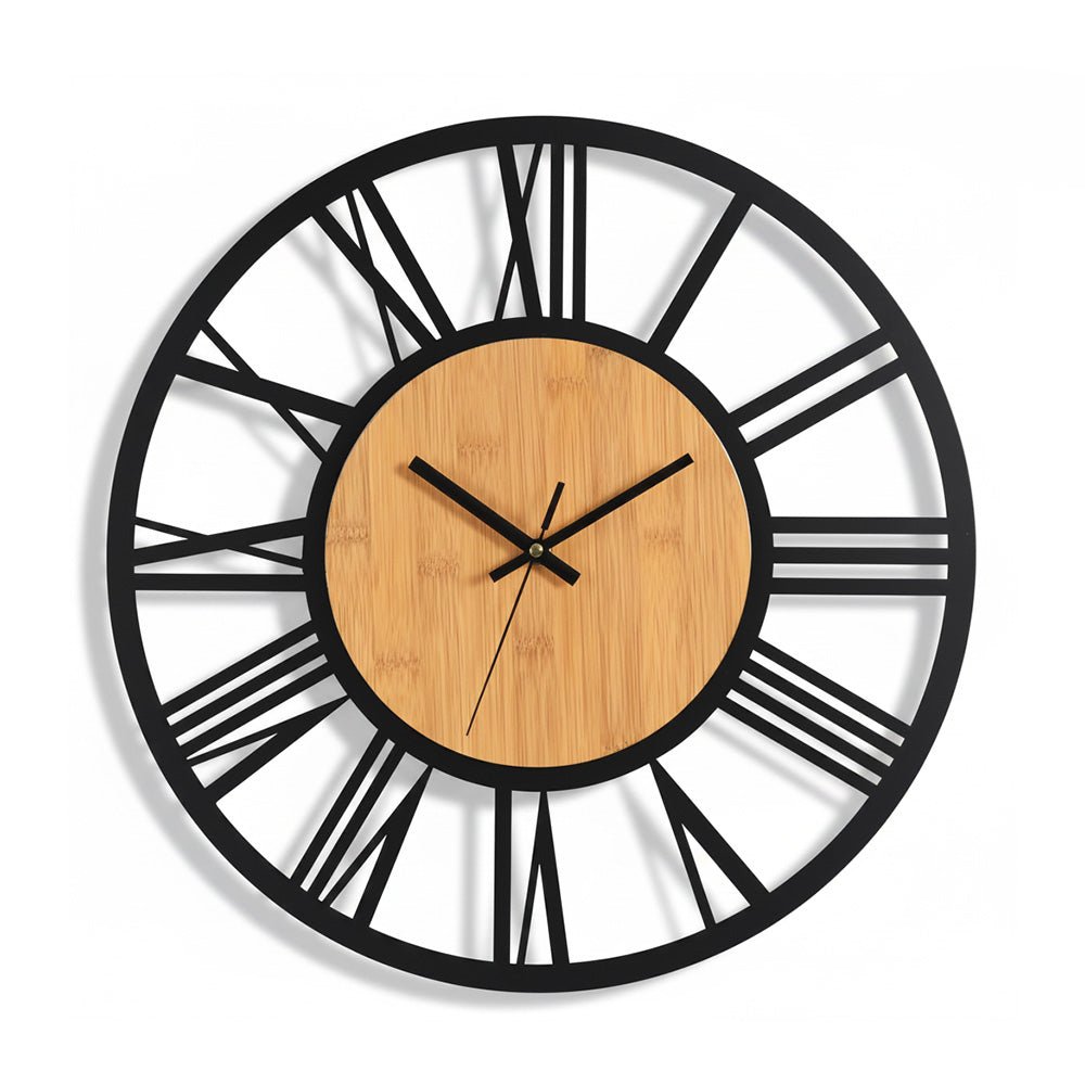 Horloge murale originale industrielle métal noir style atelier loft moderne Oslo