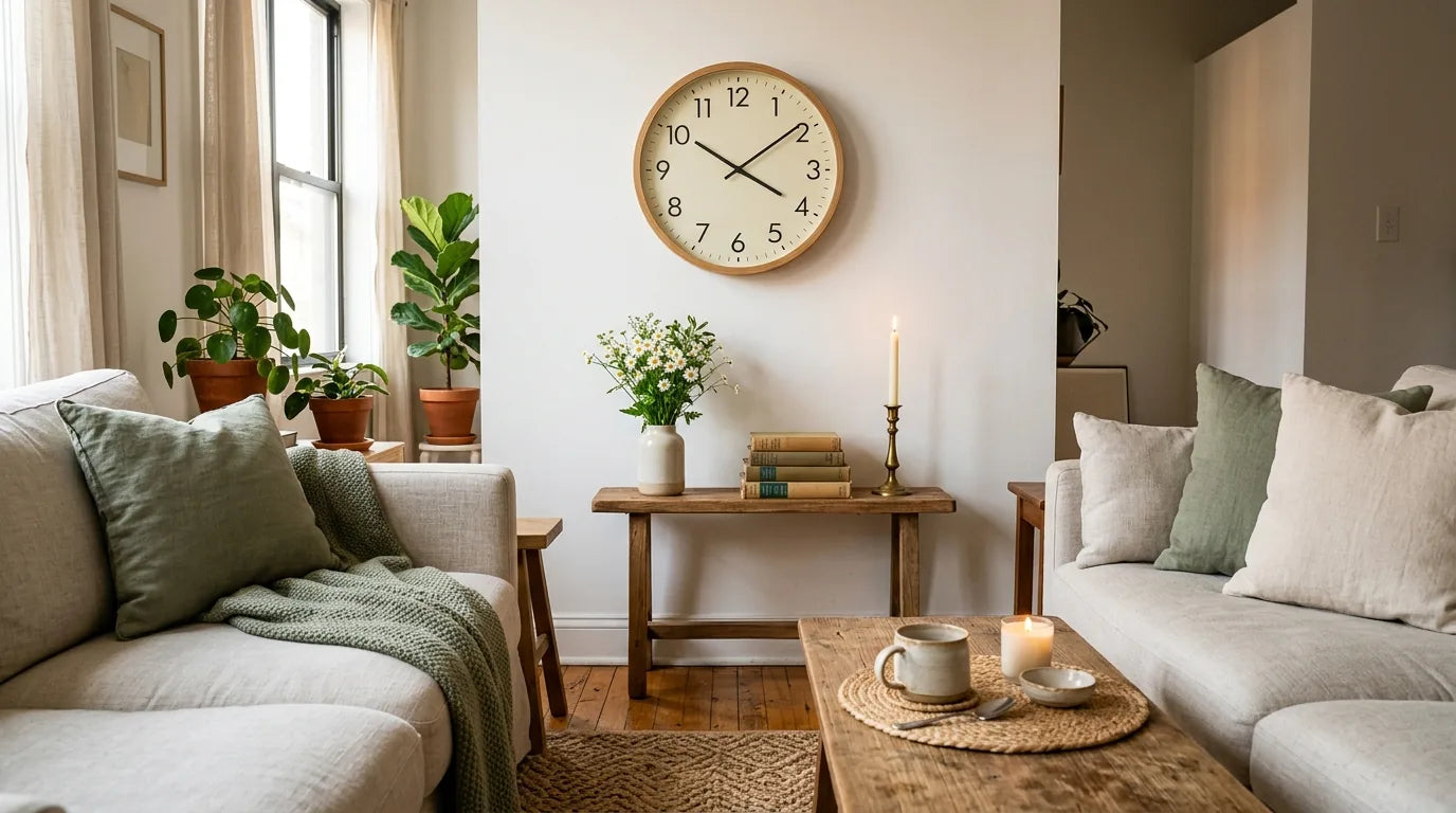 Horloge murale petit budget dans un appartement soigné déco accessible et harmonieuse