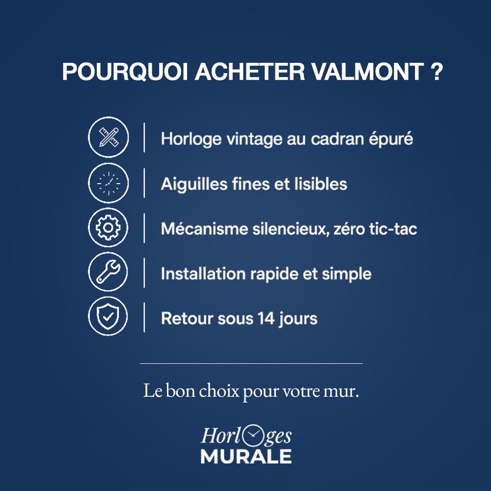 Horloge Murale Vintage - Valmont - L'Horloge Murale