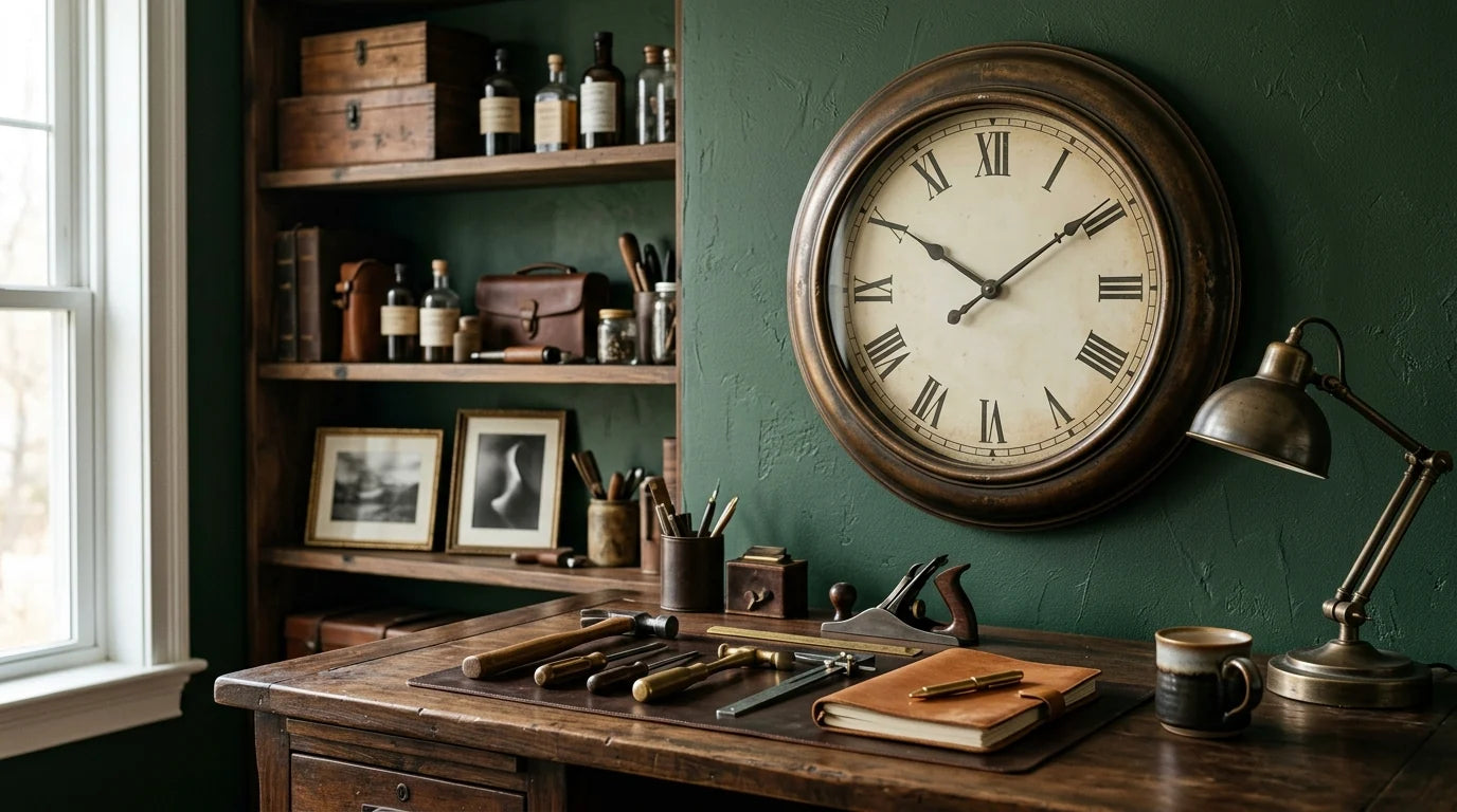 Horloge murale Edward Bronze pour le bureau d'un retraité au caractère affirmé