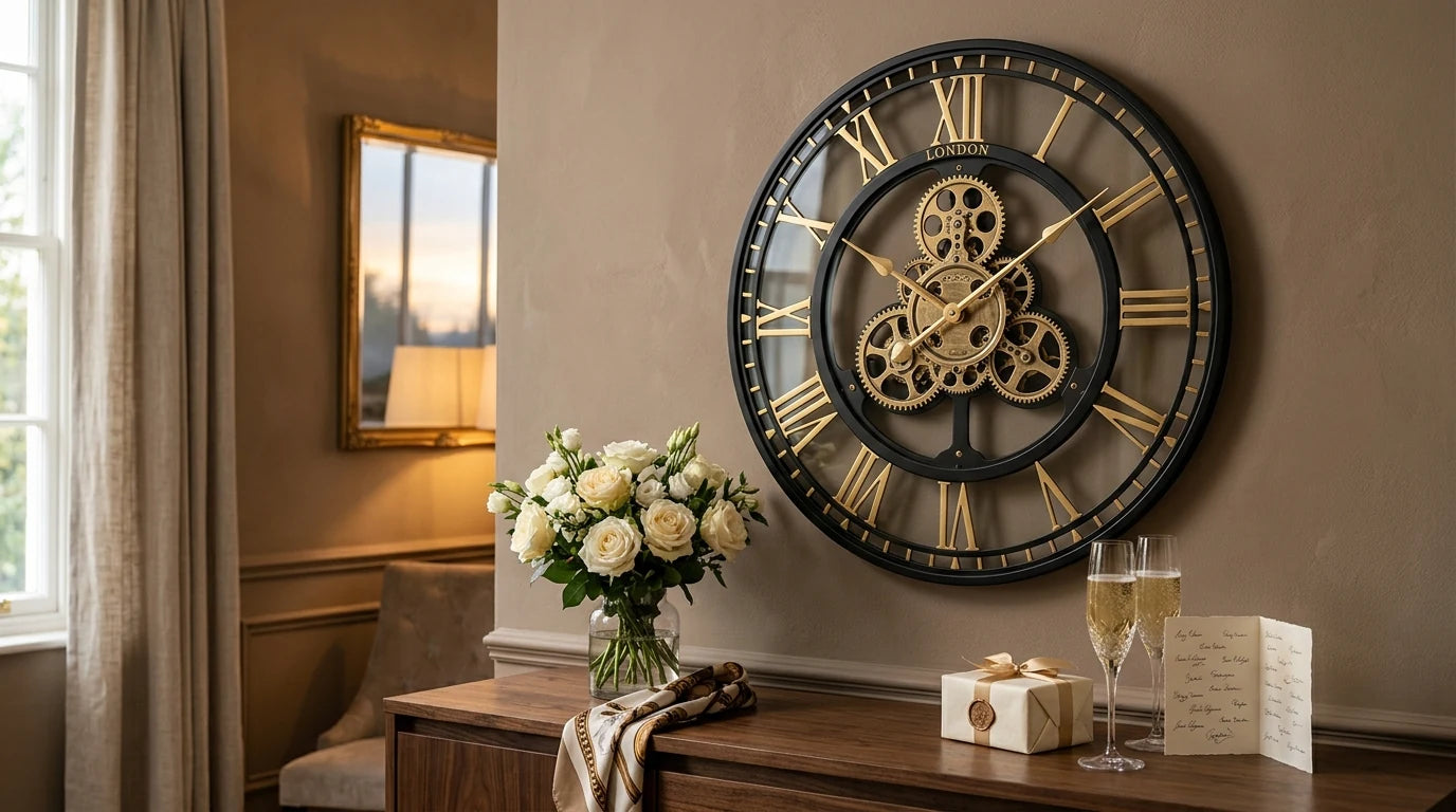 Grande horloge Manhattan offerte comme cadeau marquant lors d'un pot de départ collectif
