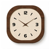 Horloge murale bois Honfleur cadran crème rétro carrée