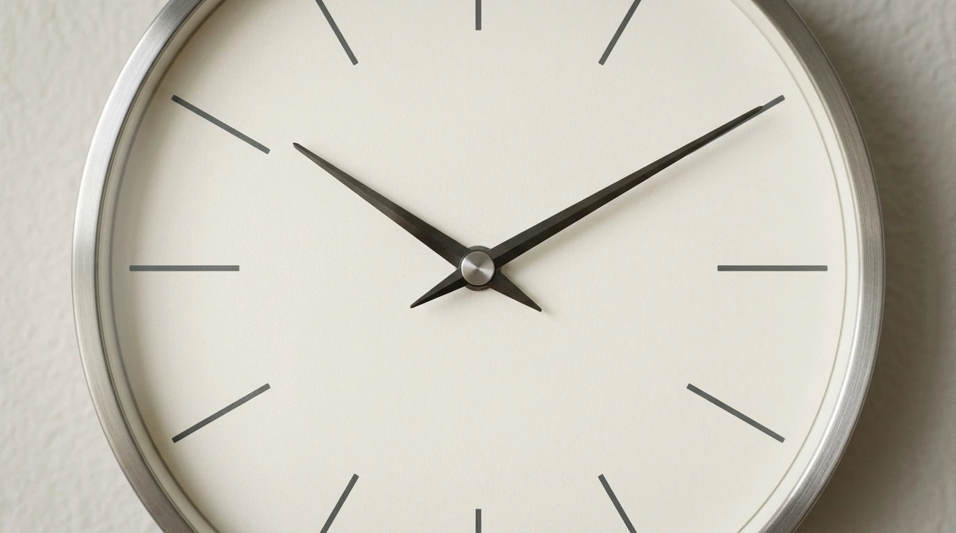 Lire une horloge sans chiffres par la position des aiguilles et les index sur un cadran épuré