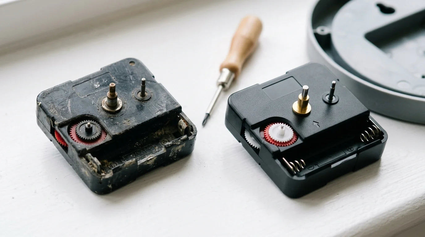 Remplacement du mécanisme d'une horloge murale par un mécanisme sweep silencieux